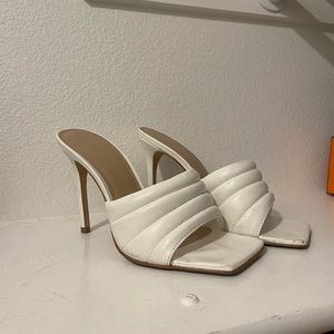 White Aldo Slip On Heels